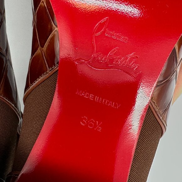 Christian Louboutin CL CHELSEA BOOTY 70 Croc Ali Ankle Boots Heel Bootie - Picture 15 of 16